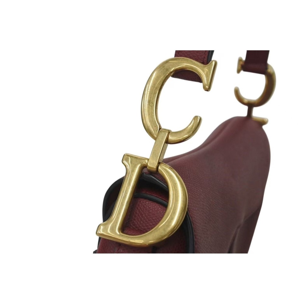 Christian Dior Saddle Bag One Shoulder Hobo leather burgundy - Picture 4 of 8